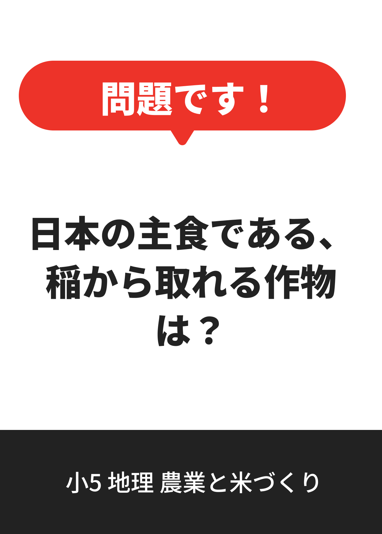 小5 地理 農業と米づくり