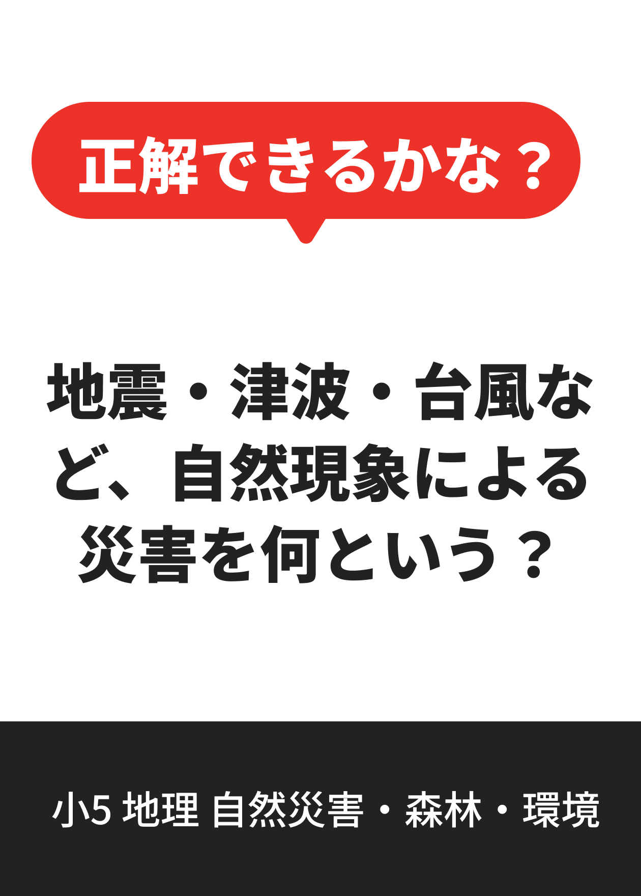小5 地理 自然災害・森林・環境