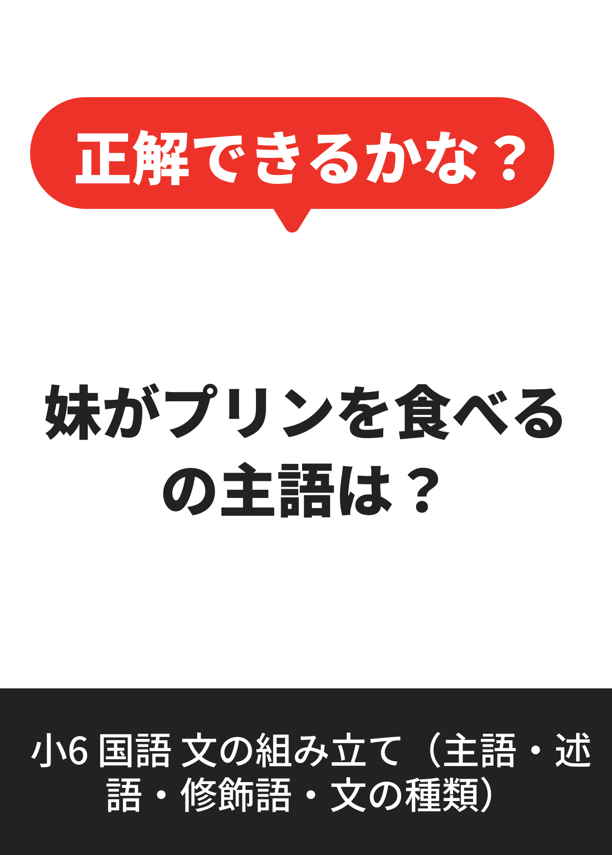 小6 国語 文の組み立て（主語・述語・修飾語・文の種類）